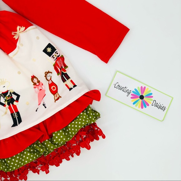 NWT Counting Daisies Nutcracker Print Holiday Christmas Ruffle Skirt Dress NEW - Picture 7 of 12